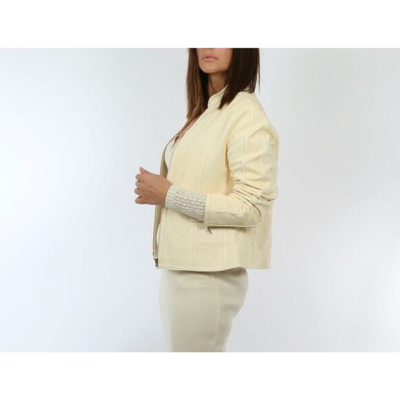 D2K Cream Perforated Leather Cream White Jacket Size M - Picture 2 of 10